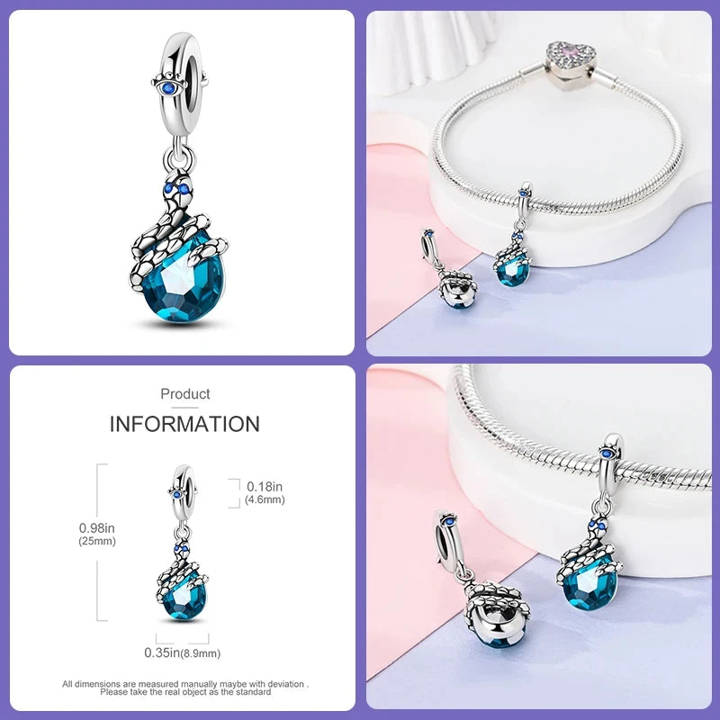 New 925 Sterling Silver Luminous Elf Blue Purple Butterfly Moon Life Tree Charms Beads Fit Pandach Original Bracelet DIY Jewelry
