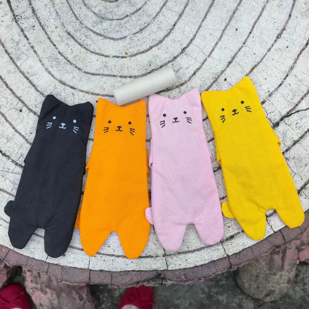 Canvas Cartoon Cat Coin Purse Zipper Closure Anti Loss Zippered Mini Wallet Snap Button Decorative Small Change Pouch Daily Use