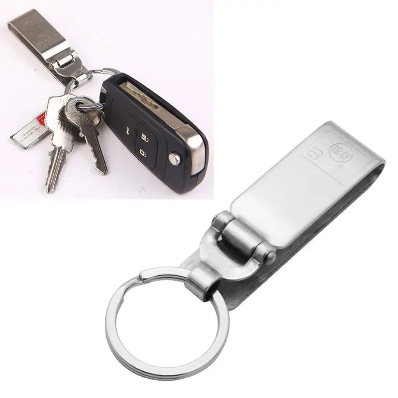 Stainless Steel Keyring Security Clip On Heavy Duty Belt for Key Clip Belt Keychain 2 Detachable Keyrings Belt for Key Holder