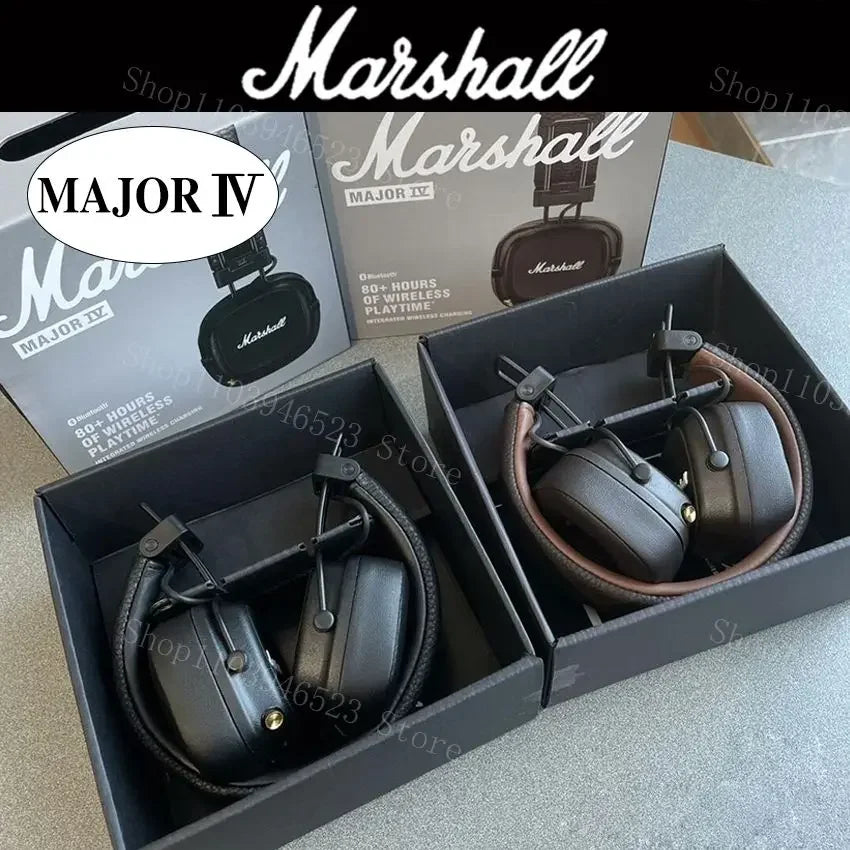 Casque Bluetooth Marshall Major IV 4, basses profondes, design ergonomique, plus de 80 heures d'autonomie, casque de sport pliable sans fil