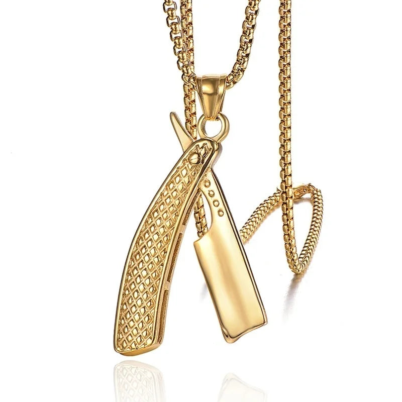 Alloy Razor Personality Men Necklace Barber Shaver Shape Pendant Temperament Jewelry Fashion Accessories
