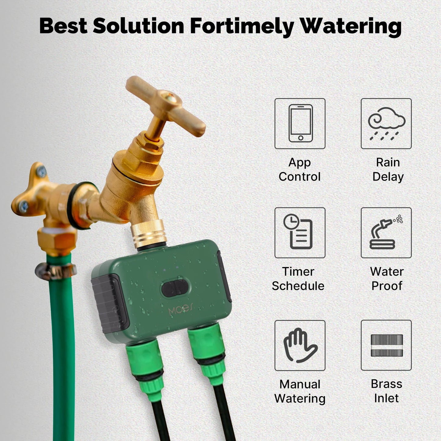 MOES Tuya Smart ZigBee 2-Outlet Water Timer Brass lnlet Sprinkler with Filter Programmable Irrigation Work With Alexa GoogleHome