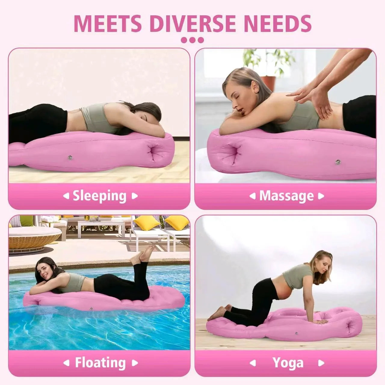 Multi functional Inflatable Maternity Bed Cushion Mattress with Hole for Pregnant Mommy Comfortable Yoga Mat Protective Portable