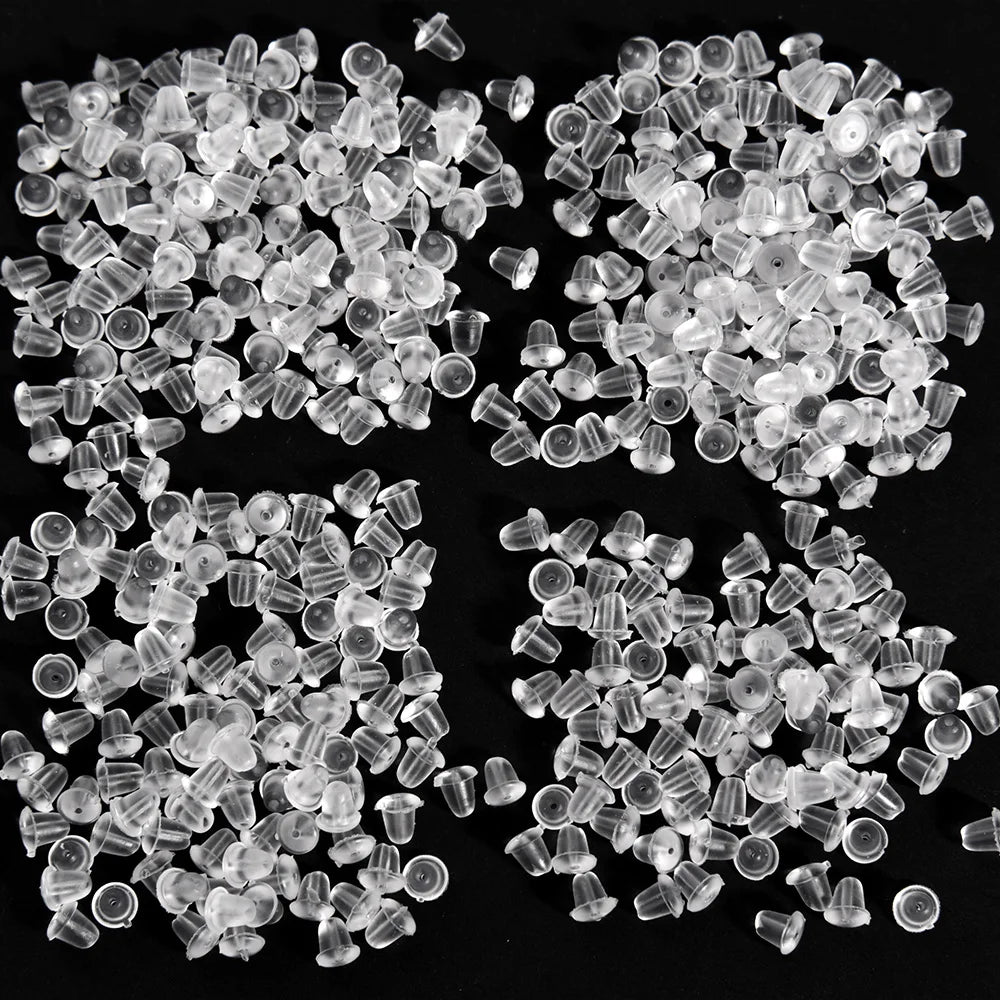 Lot de 500/2000 bouchons d'oreilles en silicone transparents, anti-chute, accessoires pour boucles d'oreilles