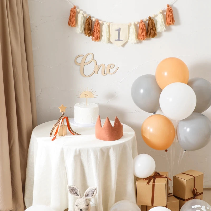 Happy Birthday Banner Handmade Tassel Pendant First Boys Girl Baby Shower Birthday Party Balloon Decoration Supplies Baby Gifts
