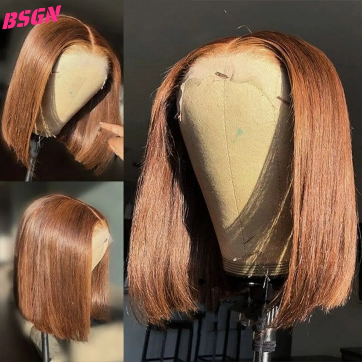 200% BSGN Chocolate Bob Wigs 13X4 HD Transparent Lace Frontal Wigs Human Hair 100% Human Hair For Woman Pre Plucked Glueless Wig