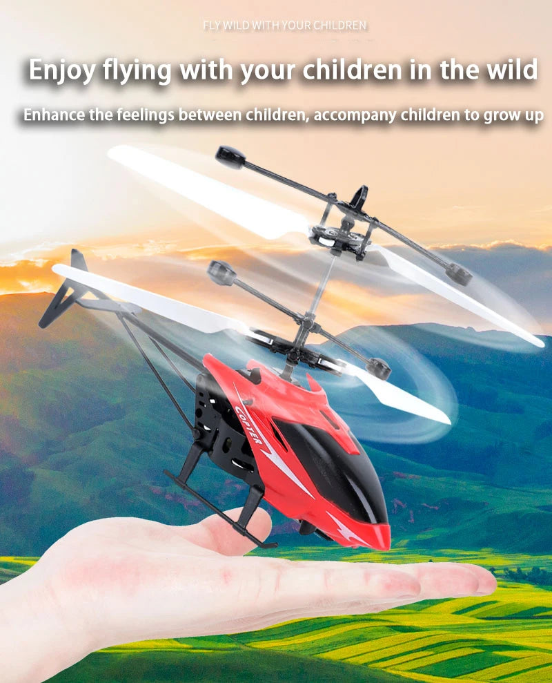 Rechargeable Mini RC Drone Remote Safe Fall-resistant RC Helicopters Drone Children Toys(No remote control battery)