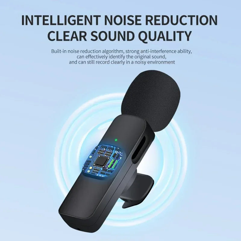 GAMINJA Wireless Lavalier Microphone Portable Audio Video Recording Mini Mic For iPhone Android Long battery life Live Broadcast