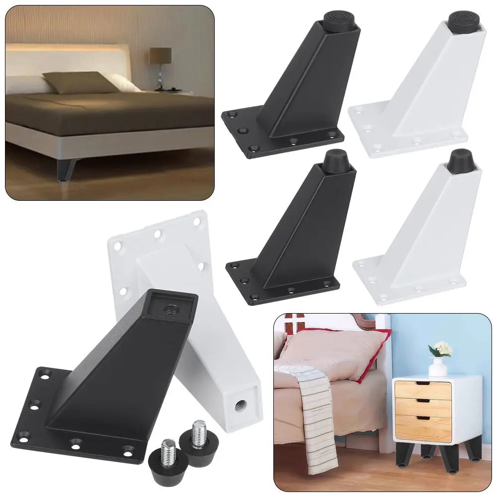 Lot de 4 pieds de meuble antidérapants, noirs et blancs, pour canapé, armoire, table