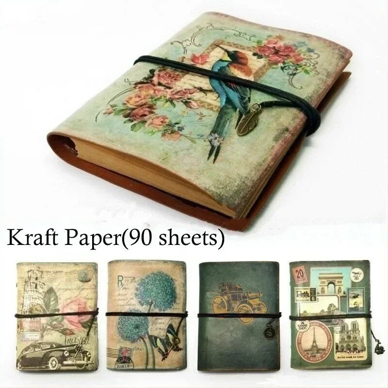 Carnet de notes vintage en cuir PU, planificateur créatif en papier kraft, carnet de croquis, agenda, carnet de notes, fournitures scolaires
