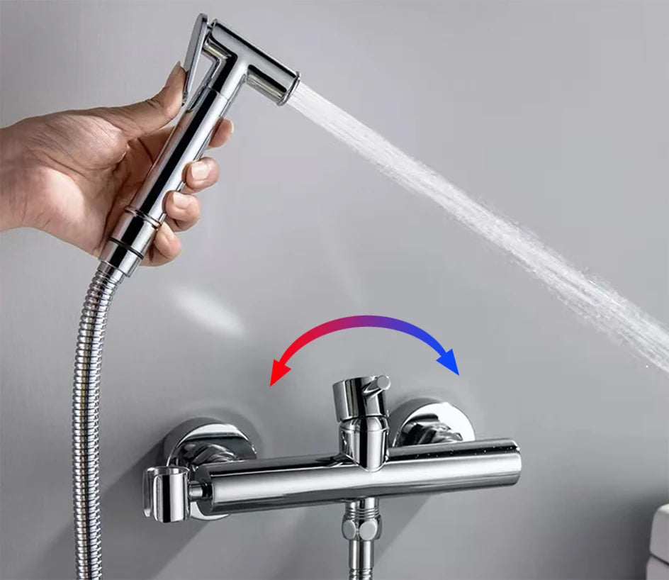 VGX Brass Bidet Faucet Set Handheld Ducha Higienica Hot Cold Toilet Crane Women Washer Bathroom Shattaf Sprayer Hygienic Shower