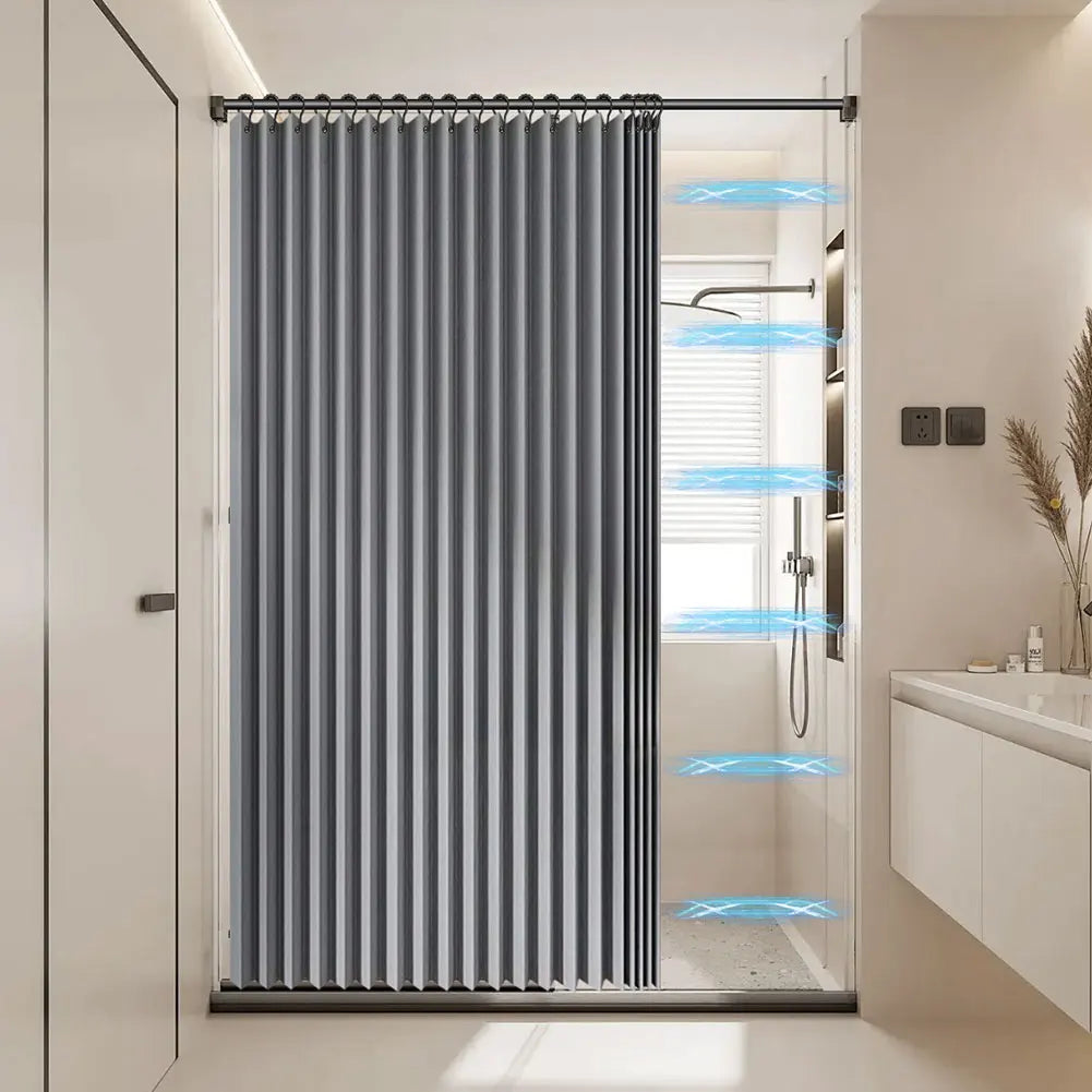 Foldable Magnetic Shower Curtain Waterproof Bath Curtain with 12/14 Hooks Modern Curtain Privacy Bathroom Divider for Bathroom