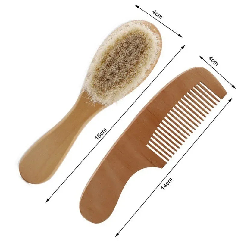 Brosse à cheveux en laine et bois pour nouveau-né, peigne pour bébé, masseur de tête portable, brosse de bain pour cheveux, nouveau