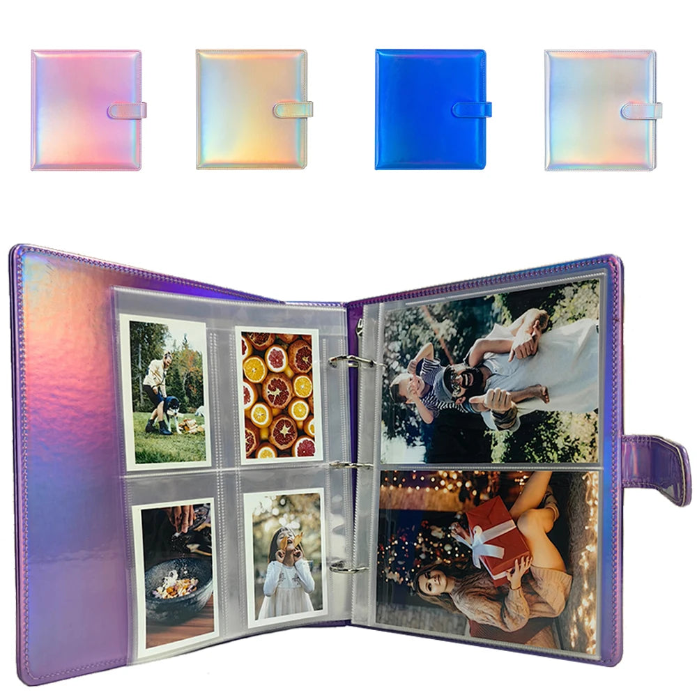 PLRBOK A5 Widened 3-ring D-shaped Magnetic Buckle Laser Mirror Binder Photo Album Card PhotoCard Collection Book Ring Notebook