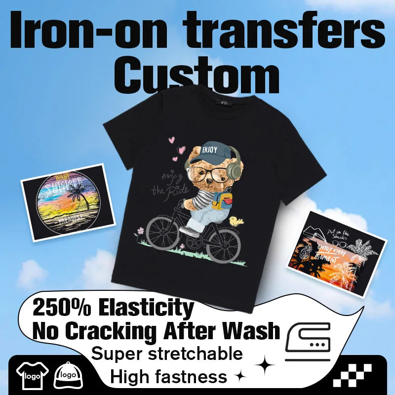 Autocollant personnalisé avec logo, transfert thermoadhésif, patchs thermoadhésifs pour vêtements, autocollants à transfert thermique