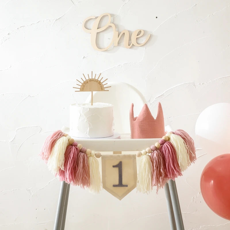 Happy Birthday Banner Handmade Tassel Pendant First Boys Girl Baby Shower Birthday Party Balloon Decoration Supplies Baby Gifts