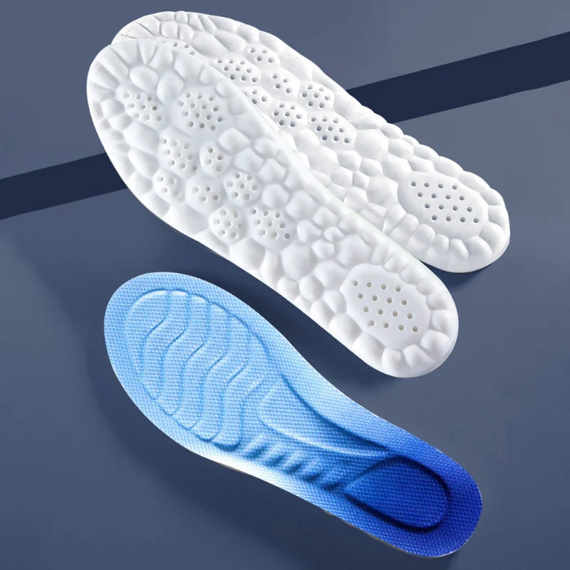Semelles de sport en mousse 4D, coussinets de chaussures ultra-doux et hautement élastiques, coussin déodorant anti-douleur, soutien de la voûte plantaire, semelles de course à pied