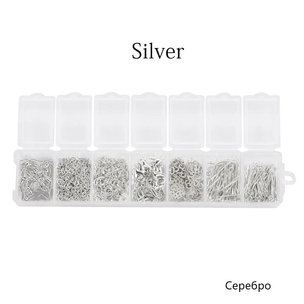 Lot de 1 370 anneaux ouverts en métal mixte, connecteurs pour fabrication de bijoux, colliers, bracelets, fournitures