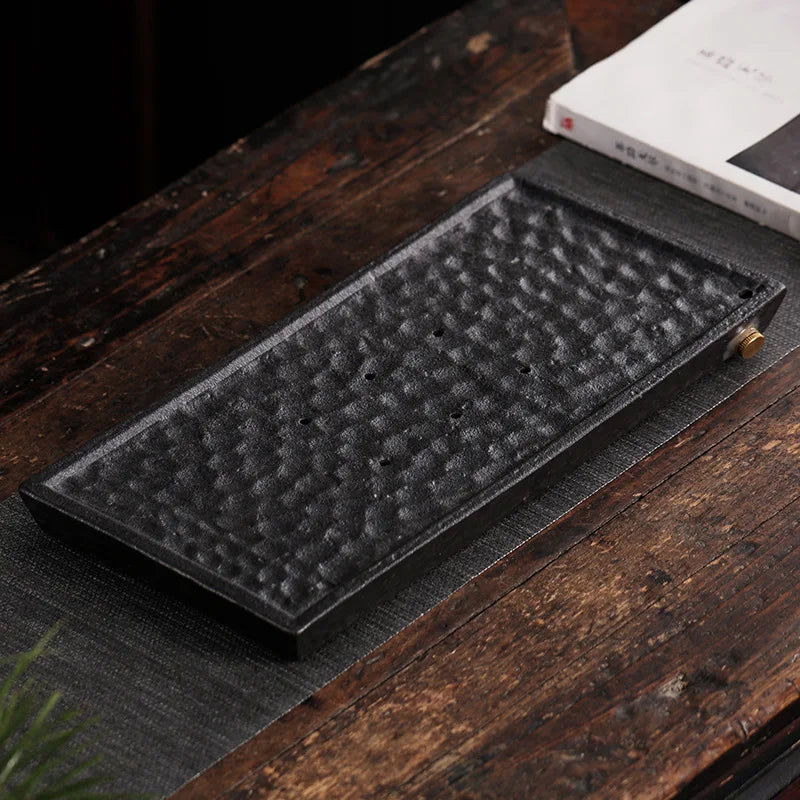 Japanese Stoneware Tea Tray Retro Ceramic Pot Bearing Support Small Tea Table Water Storage Dry Tea Table Household Cha Teaware