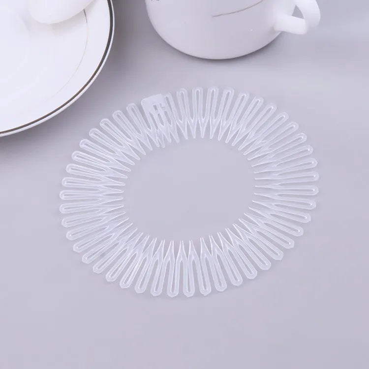2pcs Rhinestone Plastic Full Circle Stretch Diamond Flexible Comb Teeth Headband Hair Band Clip Face Wash Fixed Hair Accessories