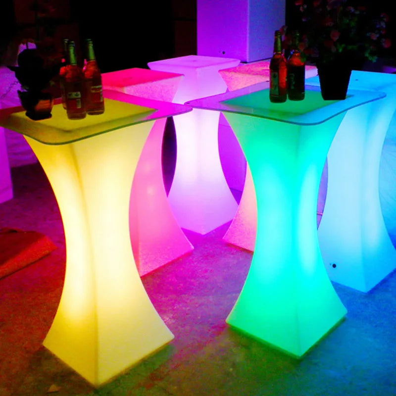 NewOut Door Use Led Illuminated Bar Cocktail Table Rechargeable Bar Plastic Table Lighted Up Coffee Table Ktv Disco Party Supply