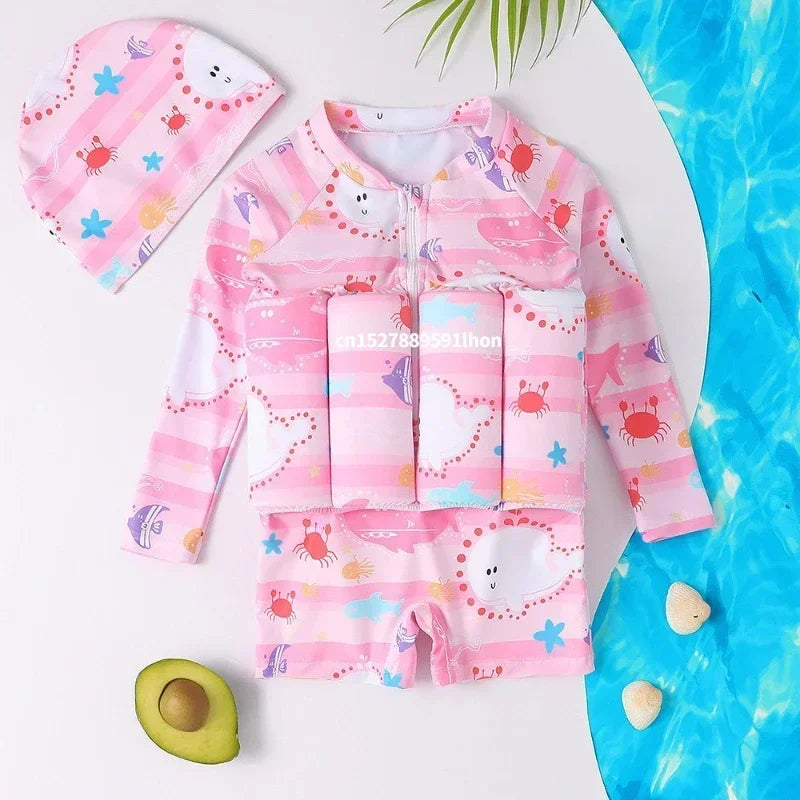 Maillot de bain une pièce pour enfants, protection contre les éruptions cutanées, imprimé dessin animé, vêtements de natation pour filles et garçons