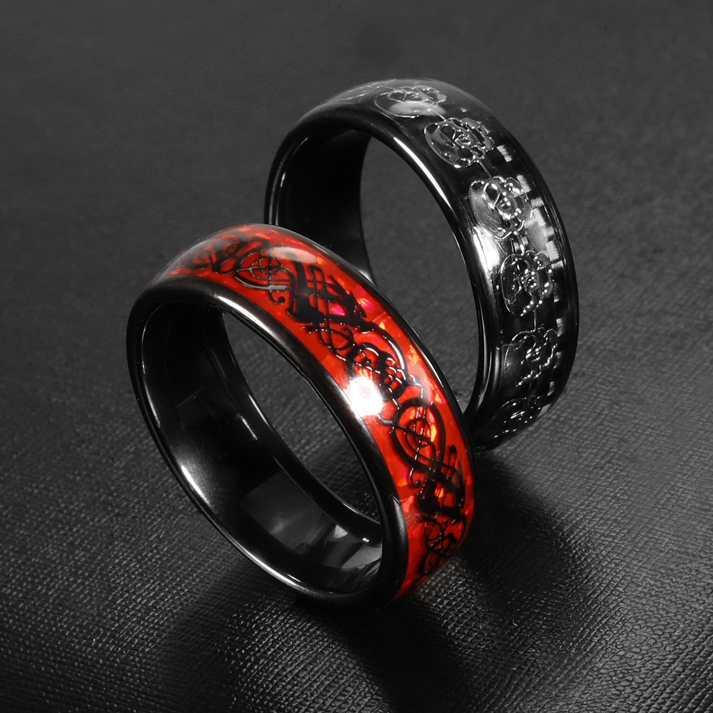 7MM Skull Carbon Fiber Band Epoxy CUID Chip Ring or Fashion Dragon Pattern Metal Band T5577 Chip Ceramic Finger Ring