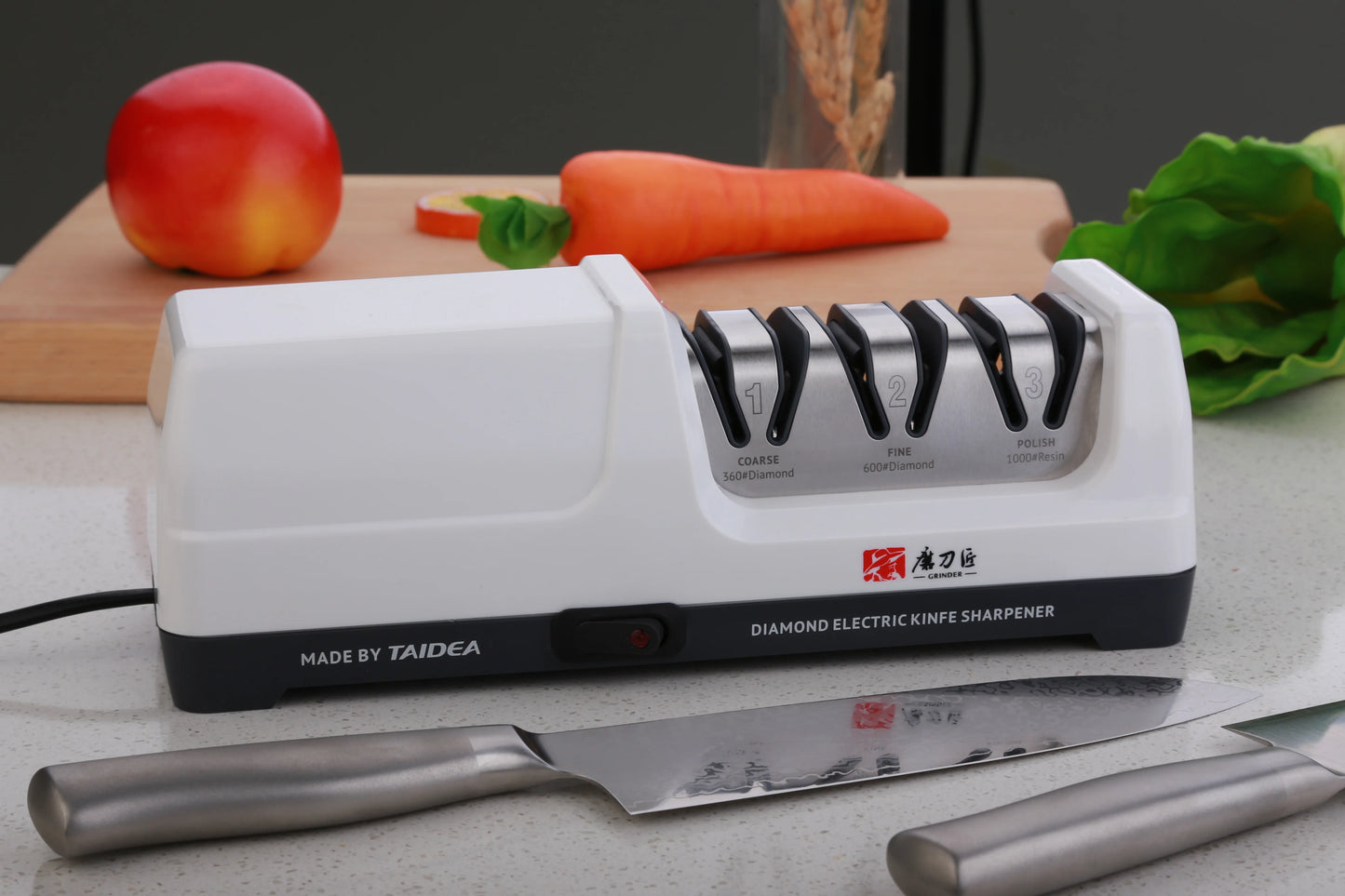 TAIDEA Top Level TG2101/TG2202 3 Stages 360 600 1000 Grit Electric Diamond Steel Sharpener Slot for Kitchen Ceramic Knife