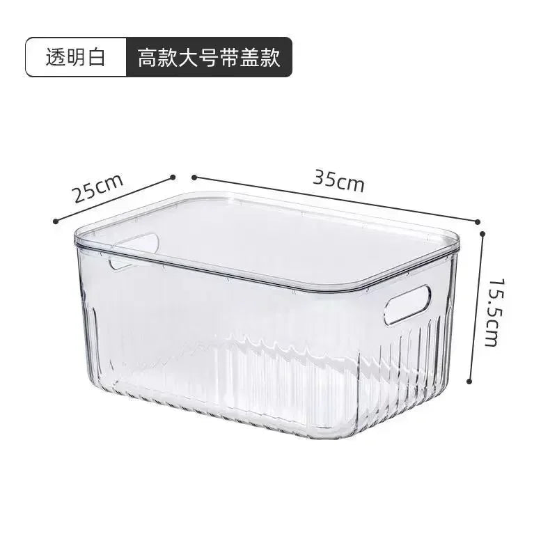 Light Luxury Desktop Cosmetic Plastic Drawer With Lid Wardrobe Sundries Toy Storage Box Transparent Storage Basket With Handle