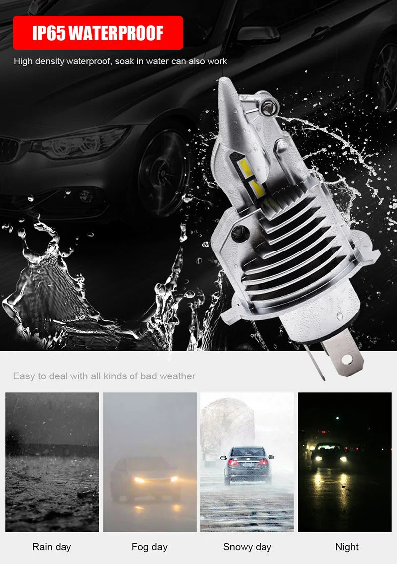 EURS H4 LED headlights 16000LM 80W 6000K 4300K 9003 bulbs for automotive and motorcycle headlights 12V 24V