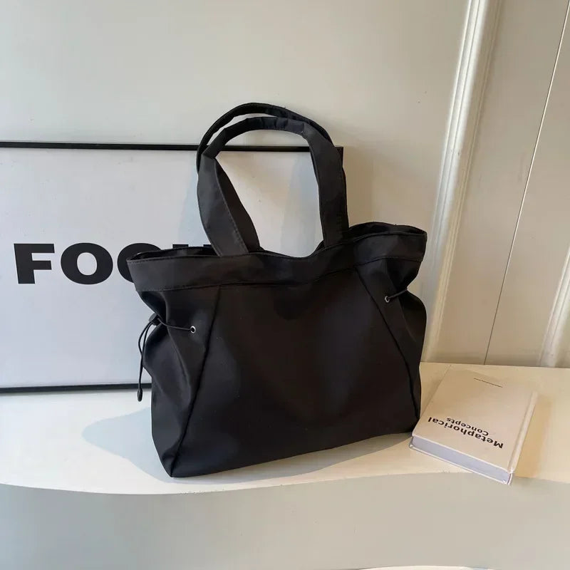 Sac fourre-tout décontracté de grande capacité, sac de voyage simple pour femme, grand sac à bandoulière, sacs à main esthétiques, sac fourre-tout à cordon