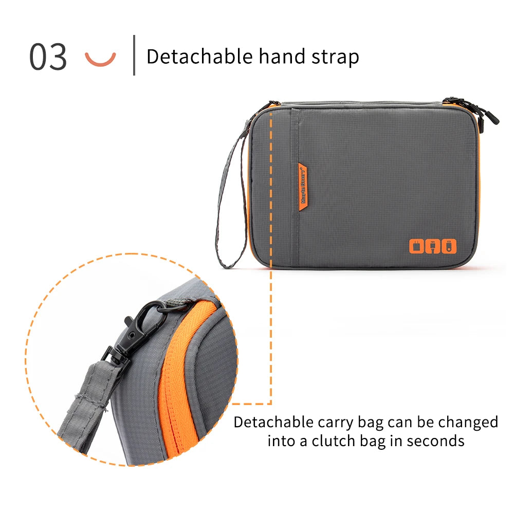 Organiseur électronique, organiseur de câbles de voyage, sac double couche pour accessoires électroniques, pour tablette 7,9", clé USB, cordons, noir