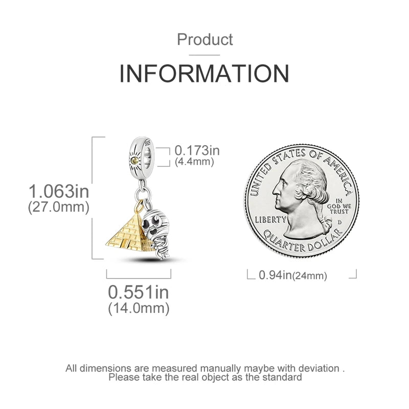 925 Sterling Silver Spots Series Charm Eiffel Tower Egypt Charms Pendant Fit MULA Original Sliver Bracelets DIY Jewelry Gifts