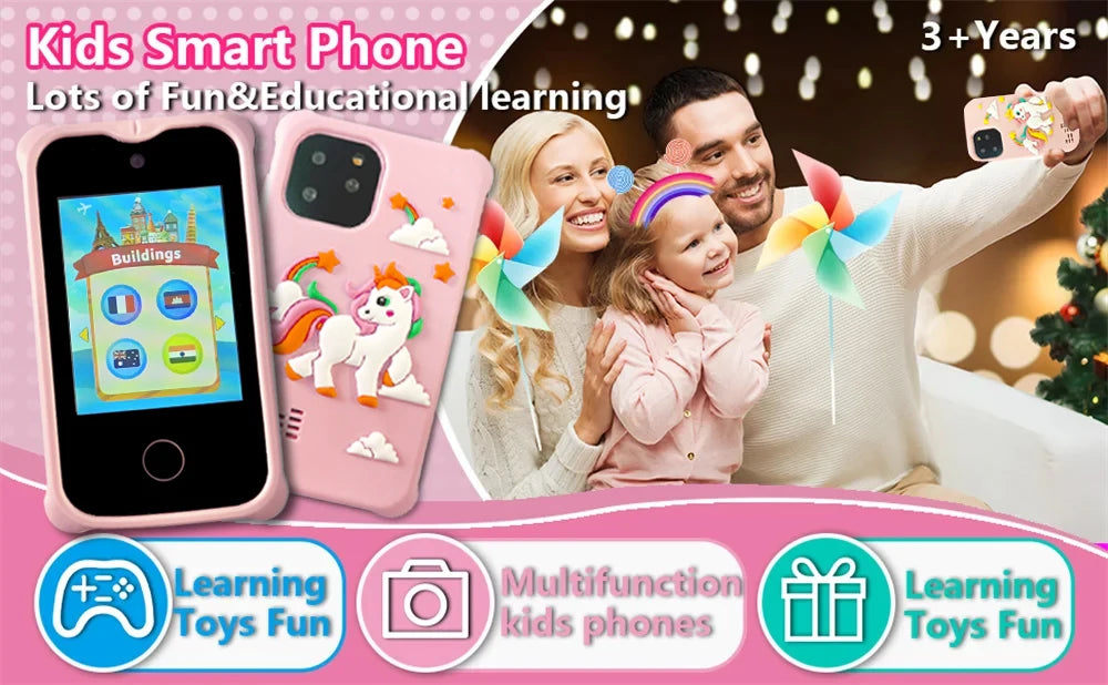 Kids Smart Phone Toys Dual Camera Touch Screen Phone Children Digital Camera 32G SD Card Option Boys Girls Birthday Gifts