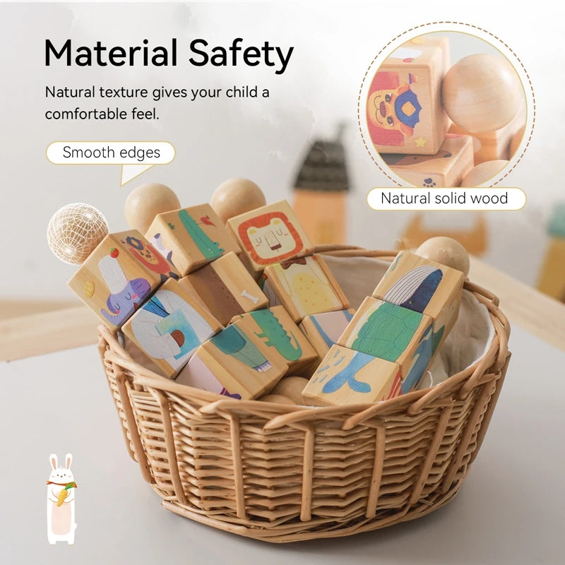 Hochet en bois pour bébé, jouet rotatif, animal assorti, apaisant, pour nouveau-né, de 0 à 12 mois, puzzle rotatif, jouets Montessori pour bébés