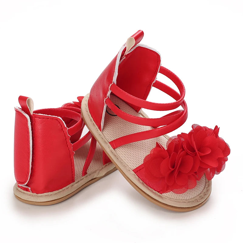 Girls' Sandals 2025 Summer New Children's Flower Princess Shoes Medium Large Children's Soft Bottom High Butt Roman Shoes