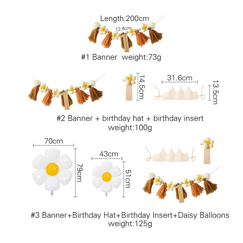 Happy Birthday Banner Handmade Tassel Pendant First Boys Girl Baby Shower Birthday Party Balloon Decoration Supplies Baby Gifts