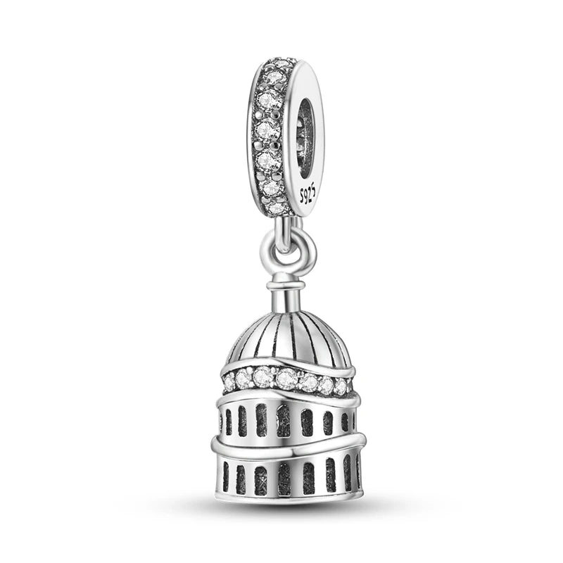 925 Sterling Silver Spots Series Charm Eiffel Tower Egypt Charms Pendant Fit MULA Original Sliver Bracelets DIY Jewelry Gifts