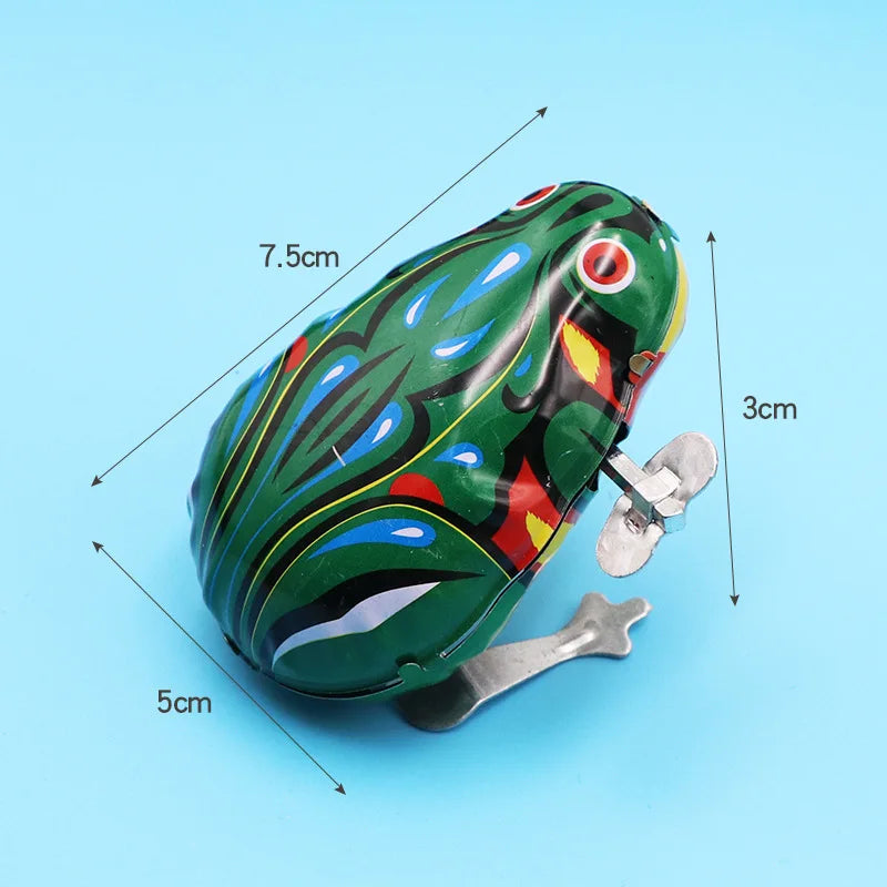 Classic collection Retro Clockwork Wind up Metal Walking Jumping leapfrog Jump frog robot Mechanical toys baby christmas gift