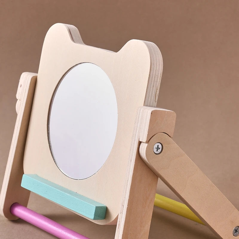 Baby Wooden Montessori Toys Mirror Tummy Time Infant Mirror Black White Contrast Visual Stimulation Sensory Development Toys