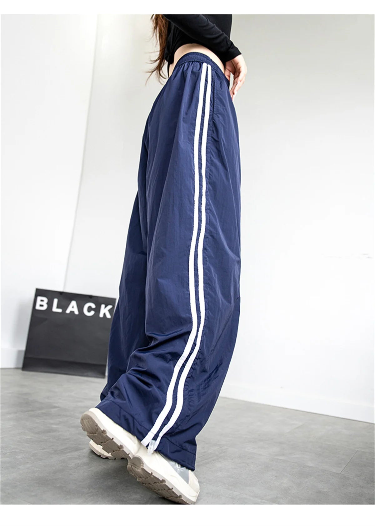 Pantalon ample taille haute pour femme, style streetwear, style hip-hop, décontracté, avec cordon de serrage, collection 2025