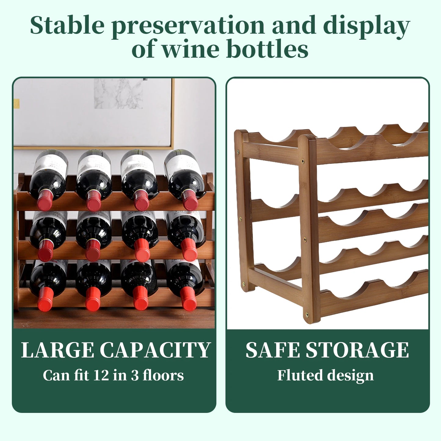 Wine Rack Wooden WineBottle Display Cabinet Holders Shelf Wine Showcases Countertop Wine Storage Rack Cellar Bar Accessories