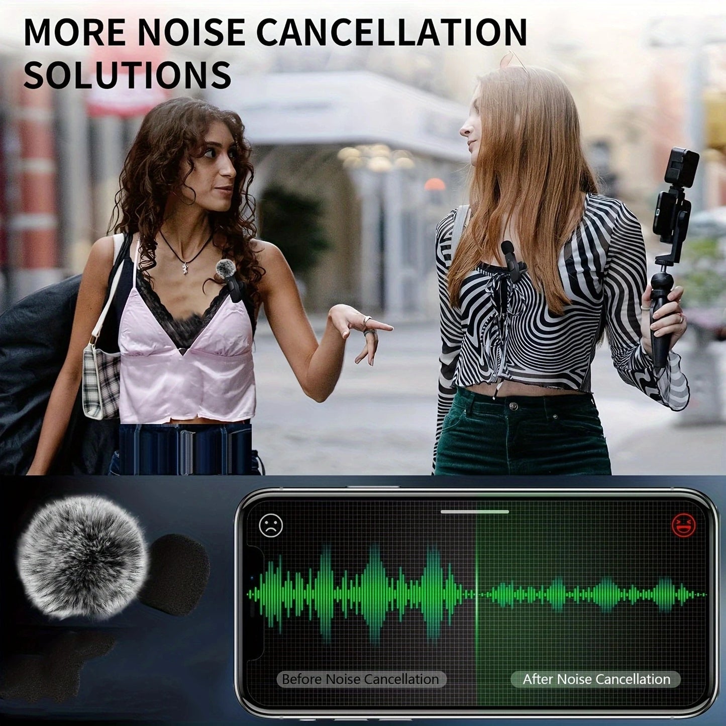 Nouveau microphone cravate sans fil, mini micro d'enregistrement audio et vidéo pour iPhone, Android, ordinateur portable, jeux en direct, téléphone portable