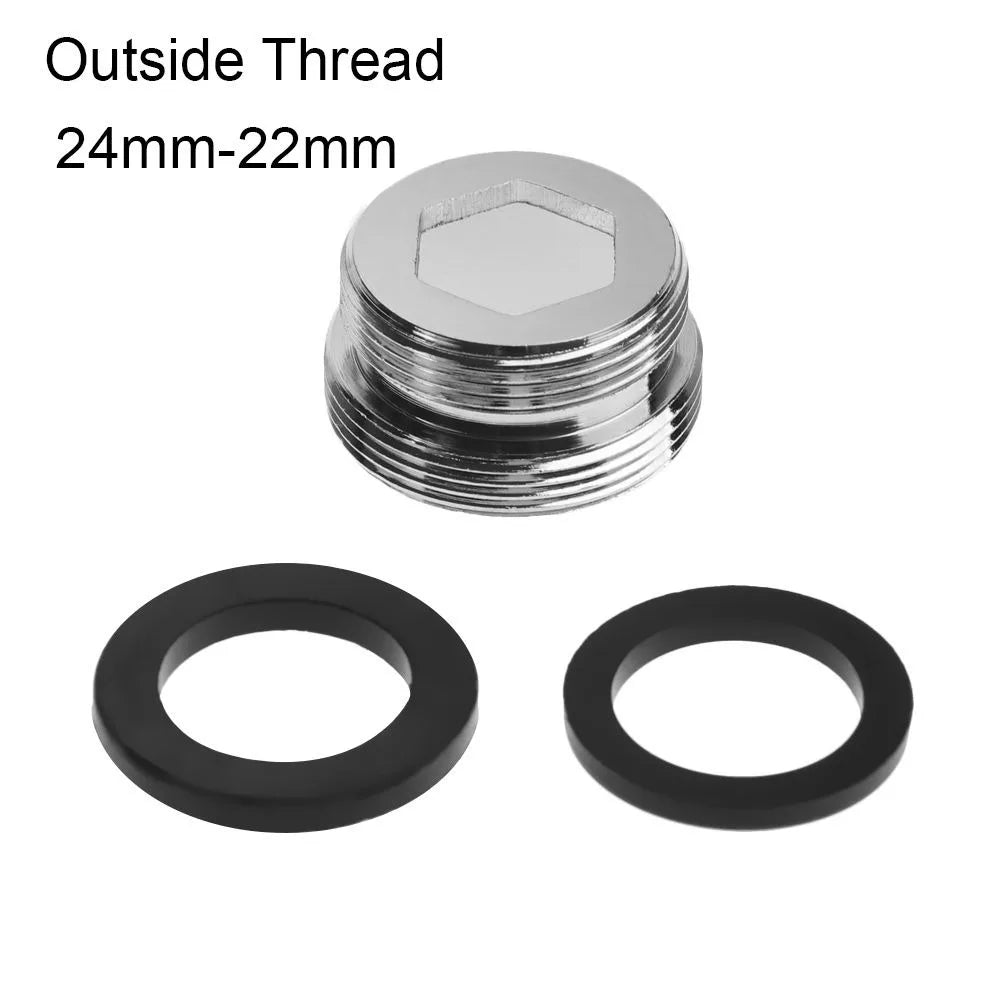 Kitchen Faucet Adapter Set 18/20/22/24mm To 22mm With Washer Metal Male Female Saving Tap Aerator Connector Bathroom Accessories