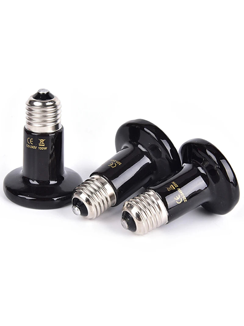 Reptile Heat Lamp Black Infrared Ceramic Emitter Heat Light Bulb Pet Brooder 220-240V Touch Lamp For Chameleon Cage Snake Tank