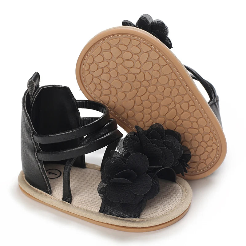 Girls' Sandals 2025 Summer New Children's Flower Princess Shoes Medium Large Children's Soft Bottom High Butt Roman Shoes