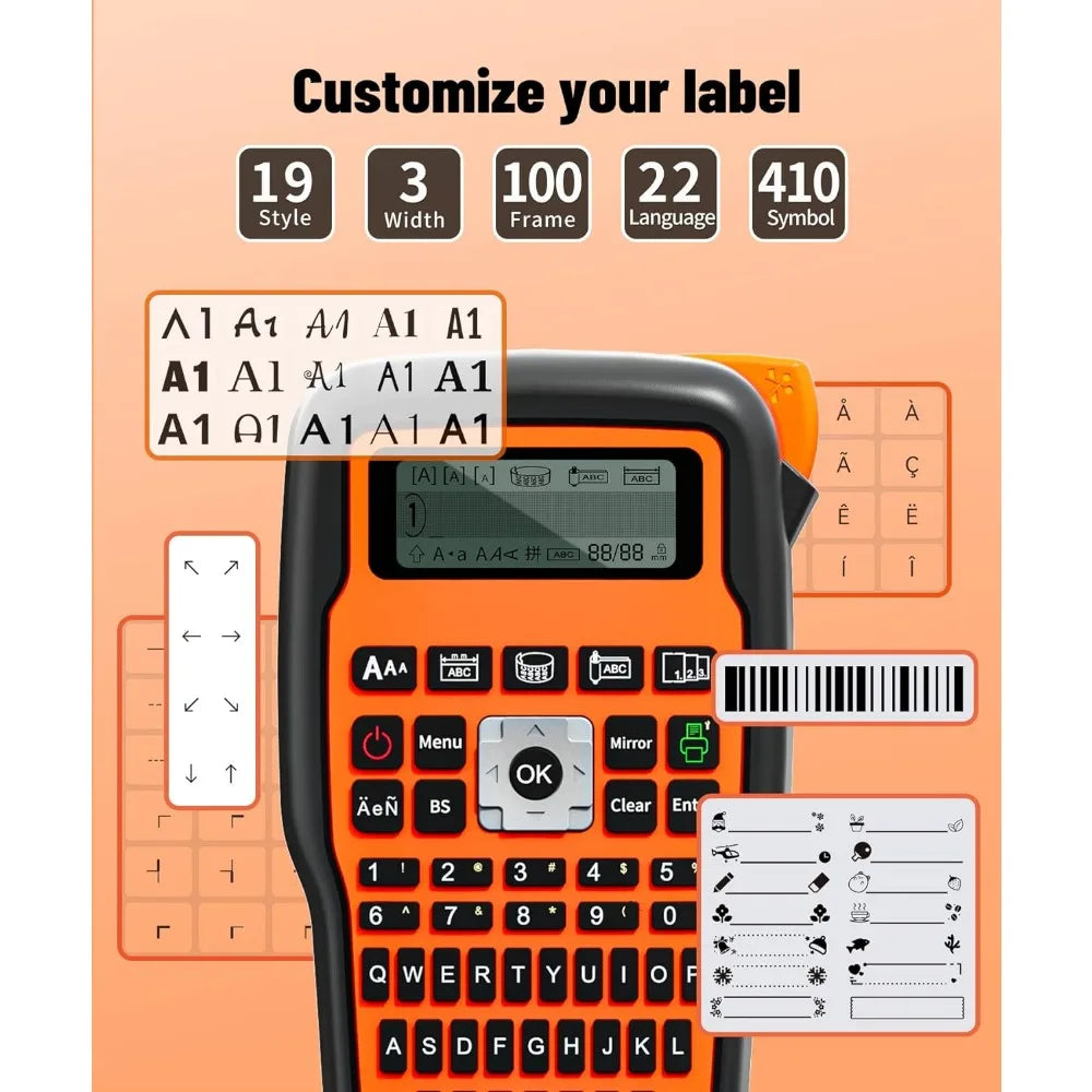 Imprimante portable E1000 Pro, étiqueteuse portable pour travaux d'étiquetage industriel, compatible avec le ruban d'étiquettes Brother TZe-231