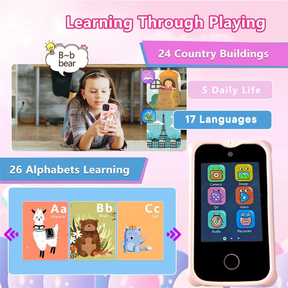 Kids Smart Phone Toys Dual Camera Touch Screen Phone Children Digital Camera 32G SD Card Option Boys Girls Birthday Gifts