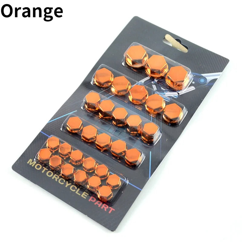 30pcs/set Motorcycle Accessories Head Screw Nut Electroplated Cap Cover Fits Decoration Cover