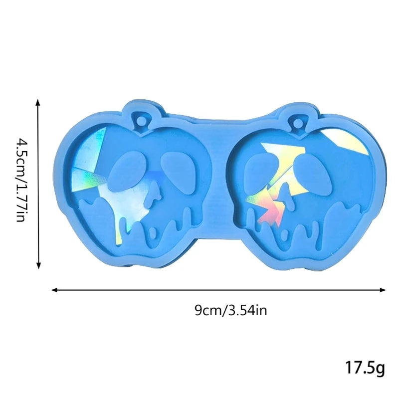 R3MC Light Keychain Pendant Silicone Mold Skull Apples Earrings Mold DIY Ornaments Mould for Birthday Gift